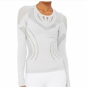 ALO mesh long sleeve dove gray